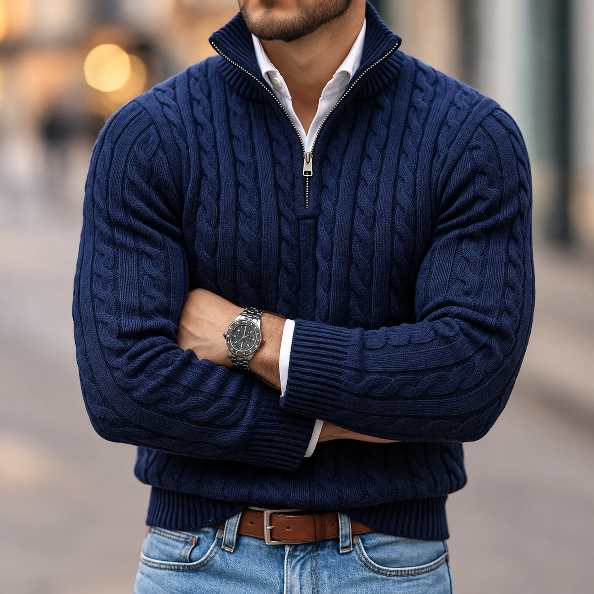 Carlton Cable Knit Quarter-Zip Jumper