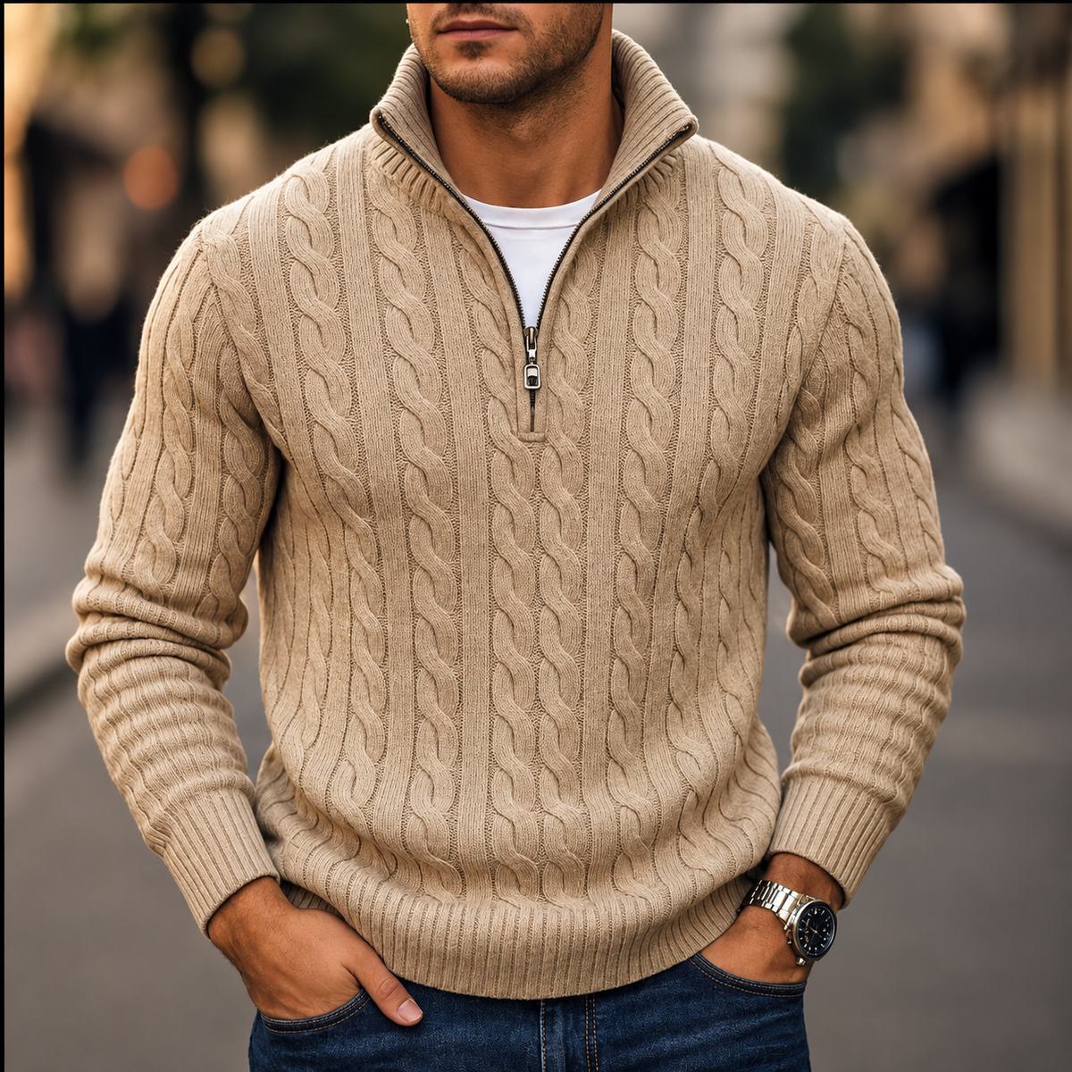 Carlton Cable Knit Quarter-Zip Jumper