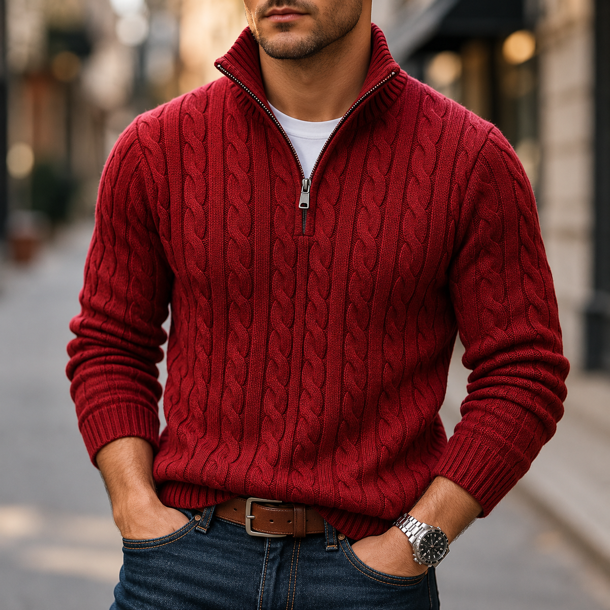 Carlton Cable Knit Quarter-Zip Jumper