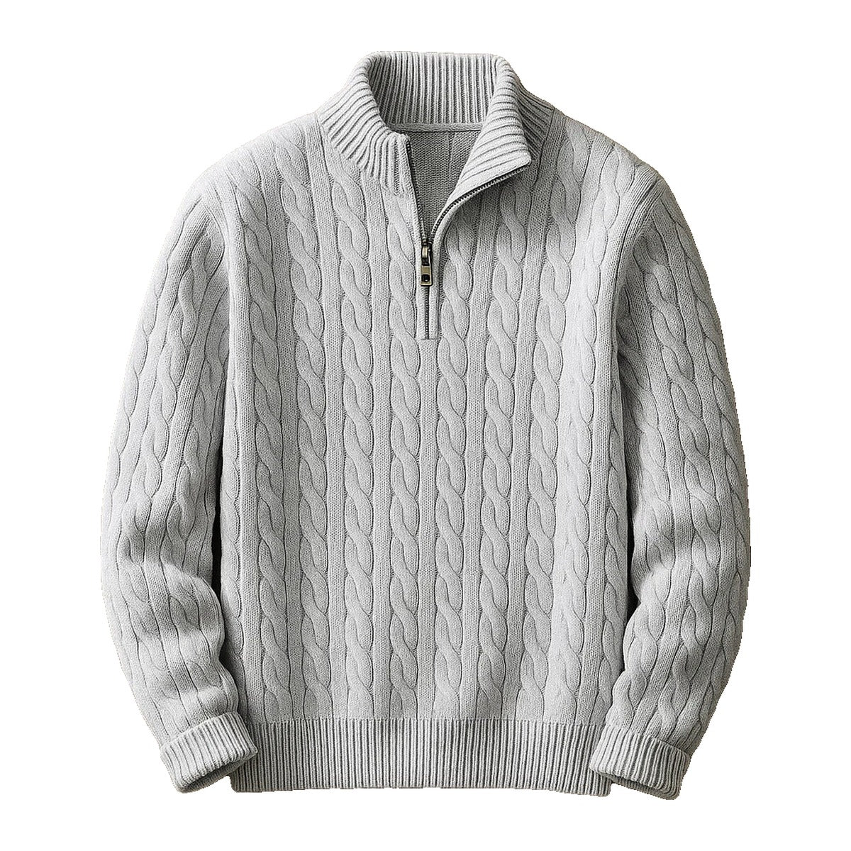 Carlton Cable Knit Quarter-Zip in Grey