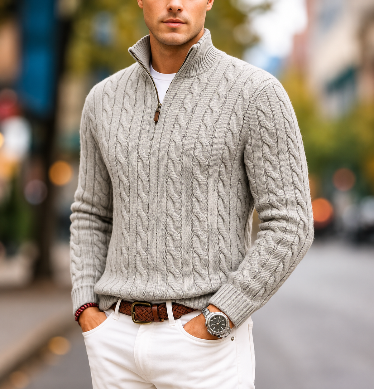 Carlton Cable Knit Quarter-Zip Jumper
