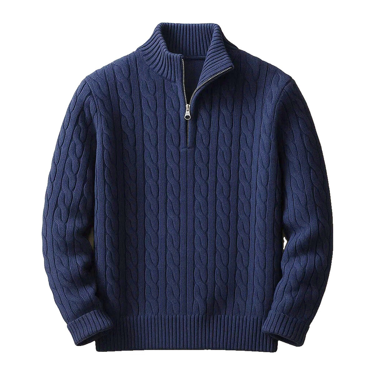 Carlton Cable Knit Quarter-Zip in Navy
