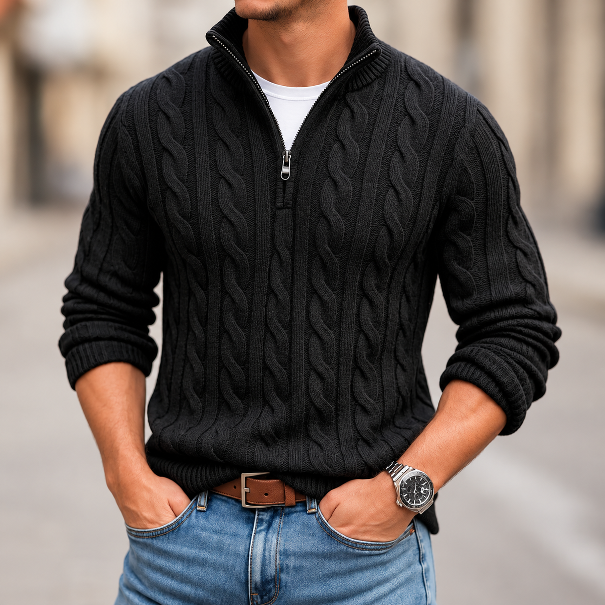Carlton Cable Knit Quarter-Zip Jumper